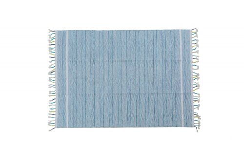 Dmora Tappeto moderno Alabama, stile kilim, 100% cotone, blu, 110x60cm
