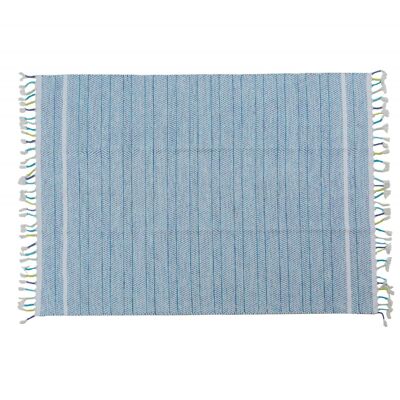 Dmora Tappeto moderno Alabama, stile kilim, 100% cotone, blu, 110x60cm