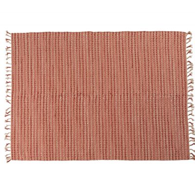 Dmora Tappeto moderno Atlanta, stile kilim, 100 % cotone, colore rosa, Misure 200 x 140 cm