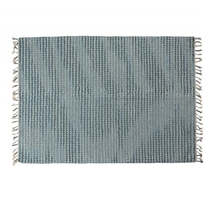 Dmora Tappeto moderno Atlanta, stile kilim, 100% cotone, azzurro, 170x110cm