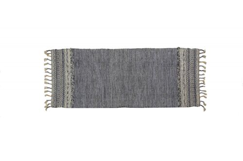 Dmora Tappeto moderno boston, stile kilim, 100% cotone, nero, 180x60cm