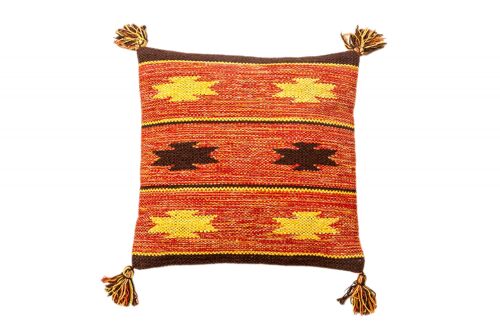 Dmora Tappeto moderno Chicago, stile kilim, 100% cotone, arancione, 45x45cm