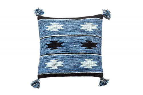 Dmora Tappeto moderno Chicago, stile kilim, 100% cotone, blu , 45x45cm