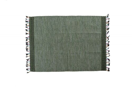 Dmora Tappeto moderno Dallas, stile kilim, 100 % cotone, colore verde, Misure 200 x 140 cm