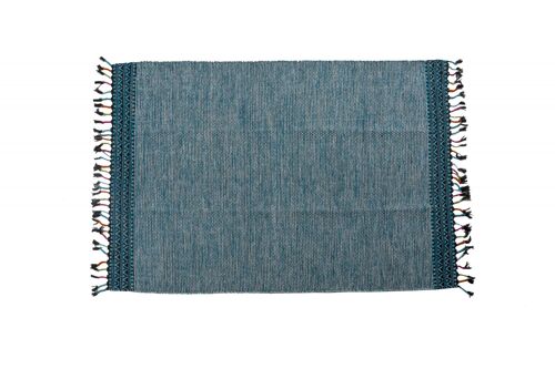 Dmora Tappeto moderno Dallas, stile kilim, 100% cotone, blu, 110x60cm