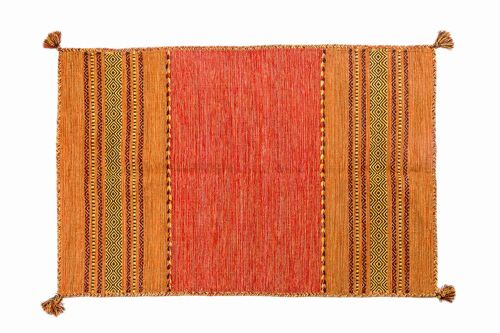 Dmora Tappeto moderno Kansas, stile kilim, 100% cotone, arancione, 90x60cm