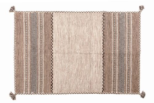 Dmora Tappeto moderno Kansas, stile kilim, 100% cotone, avorio, 230x160cm