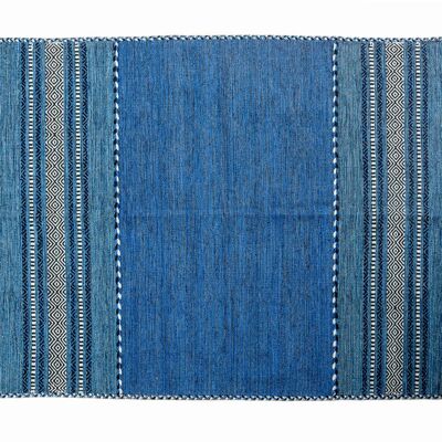 Dmora Tappeto moderno Kansas, stile kilim, 100% cotone, blu, 110x60cm