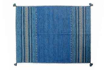 Tapis moderne Dmora Kansas, style kilim, 100% coton, bleu, 170x120cm 1