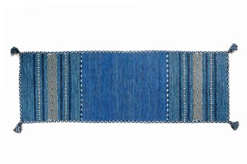 Tapis moderne Dmora Kansas, style kilim, 100% coton, bleu, 200x60cm 1