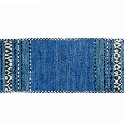 Dmora Tappeto moderno Kansas, stile kilim, 100% cotone, blu, 200x60cm