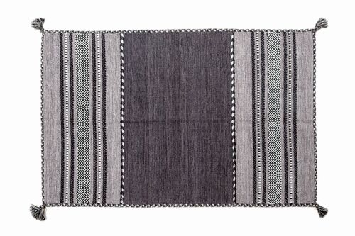 Dmora Tappeto moderno Kansas, stile kilim, 100% cotone, nero, 110x60cm