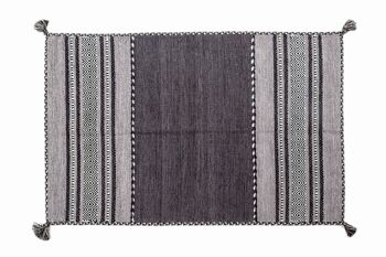 Tapis moderne Dmora Kansas, style kilim, 100% coton, noir, 110x60cm 1