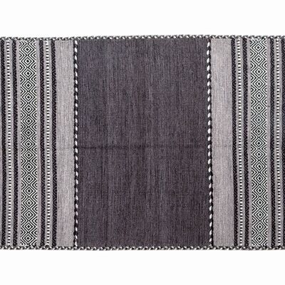 Dmora Tappeto moderno Kansas, stile kilim, 100% cotone, nero, 110x60cm