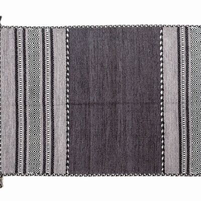 Dmora Tappeto moderno Kansas, stile kilim, 100% cotone, nero, 200x140cm