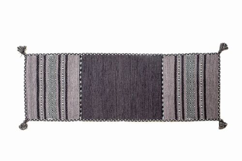 Dmora Tappeto moderno Kansas, stile kilim, 100% cotone, nero, 200x60cm