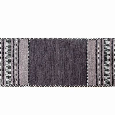 Dmora Tappeto moderno Kansas, stile kilim, 100% cotone, nero, 200x60cm