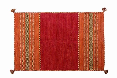 Dmora Tappeto moderno Kansas, stile kilim, 100% cotone, rosso, 200x140cm