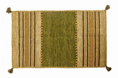 Dmora Tappeto moderno Kansas, stile kilim, 100% cotone, verde, 200x140cm