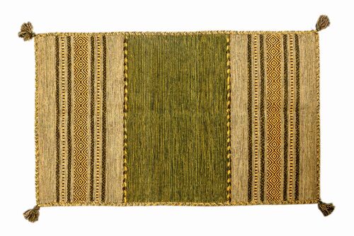 Dmora Tappeto moderno Kansas, stile kilim, 100% cotone, verde, 90x60cm