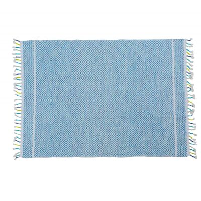 Dmora Tappeto moderno Ontario, stile kilim, 100% cotone, blu, 170x110cm