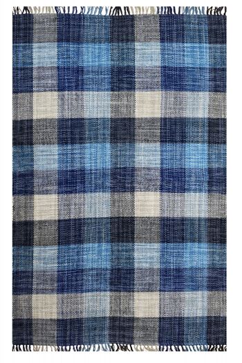 Dmora Tapis sacramento moderne, style kilim, 100% coton, bleu, 150x90cm 1