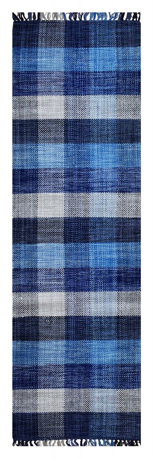 Dmora Tappeto moderno sacramento, stile kilim, 100% cotone, blu, 180x60cm