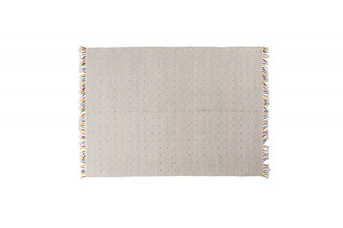 Dmora Tappeto moderno Texas, stile kilim, 100% cotone, avorio, 110x60cm