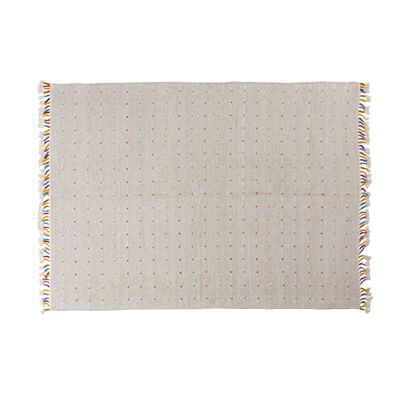 Dmora Tappeto moderno Texas, stile kilim, 100% cotone, avorio, 110x60cm