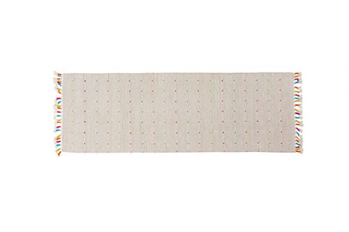 Dmora Tappeto moderno Texas, stile kilim, 100% cotone, avorio, 240x60cm