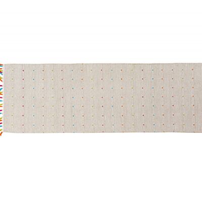 Dmora Tappeto moderno Texas, stile kilim, 100% cotone, avorio, 240x60cm