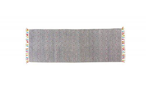 Dmora Tappeto moderno Texas, stile kilim, 100% cotone, grigio, 240x60cm