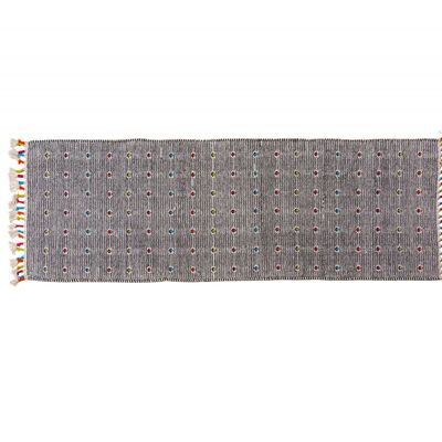 Dmora Tappeto moderno Texas, stile kilim, 100% cotone, nero, 240x60cm