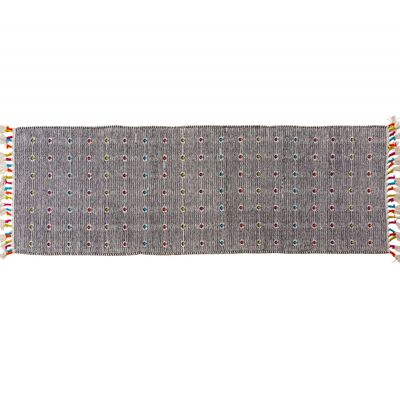 Dmora Tappeto moderno Texas, stile kilim, 100% cotone, nero, 240x60cm