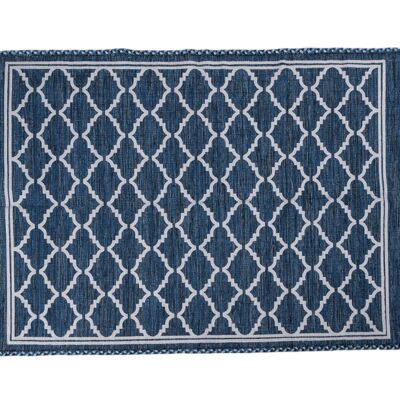 Dmora Tappeto moderno Toronto, stile kilim, 100% cotone, blu, 180x120cm