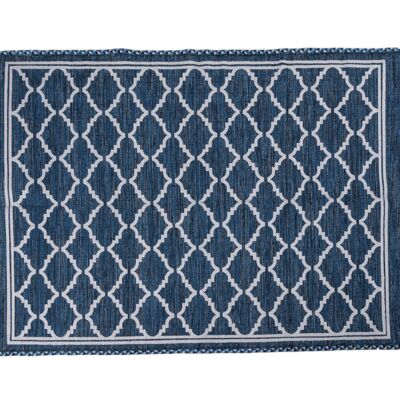 Dmora Tappeto moderno Toronto, stile kilim, 100% cotone, blu, 230x160cm