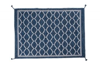 Tapis moderne Dmora Toronto, style kilim, 100% coton, bleu, 230x160cm 1