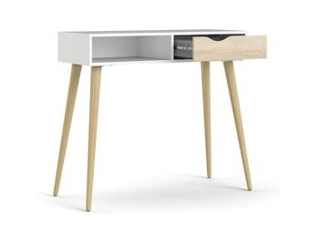 Table console Dmora avec un tiroir et un compartiment ouvert, coloris blanc et chêne, 103 x 89 x 43 cm 3