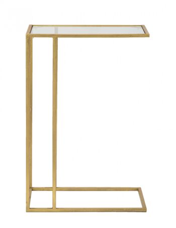 Table de canapé rectangulaire Dmora, en métal doré, avec plateau en verre, couleur or, mesure 25,5 x 60 x 40,5 cm 2