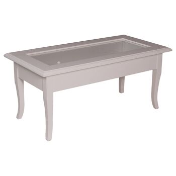 Table basse Dmora Almansa, Table basse classique, Table basse en bois avec plateau en verre trempé, Made in Italy, Cm 100x50h46, Blanc 2