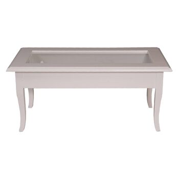 Table basse Dmora Almansa, Table basse classique, Table basse en bois avec plateau en verre trempé, Made in Italy, Cm 100x50h46, Blanc 3