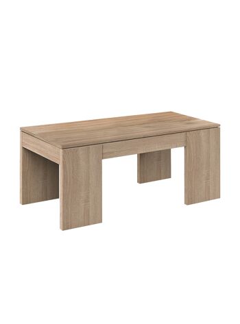 Table basse Dmora Malibu, Table basse avec plateau réglable, Table basse de salon, cm 100x50h43/84, Chêne 2