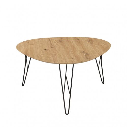 Dmora Tavolino da salotto, in mdf laminato quercia e struttura in metallo nero, cm 80x78x41