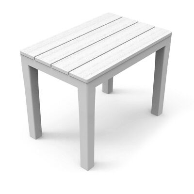 Dmora Tavolino effetto legno in polipropilene, colore bianco, cm 60 x 38,5 x h45