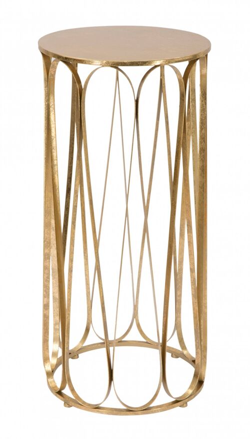 Dmora Tavolino porta telefono, Ferro, Colore Oro, Misure: 37 x 37 x 81 cm