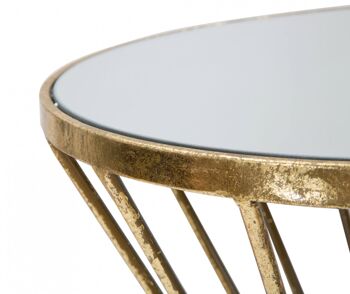 Table basse ronde Dmora, structure en métal, plateau en verre, couleur or, mesures 35 x 70 x 35 cm 5