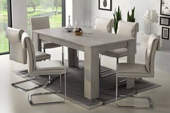 Table extensible Dmora Albatera, Table à manger extensible, Console polyvalente avec rallonges, Cm 160x88h75, Ciment 1