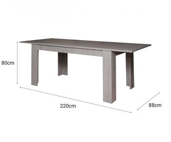 Table extensible Dmora Albatera, Table à manger extensible, Console polyvalente avec rallonges, Cm 160x88h75, Ciment 6