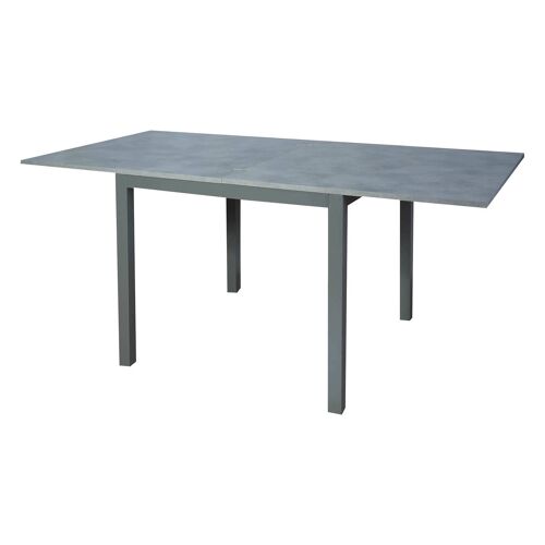 Dmora Tavolo allungabile AlcaladelR, Tavolo da pranzo estensibile, Consolle multiuso con allunghe in metallo con piano in laminato, Cm 90x90h76, Cemento