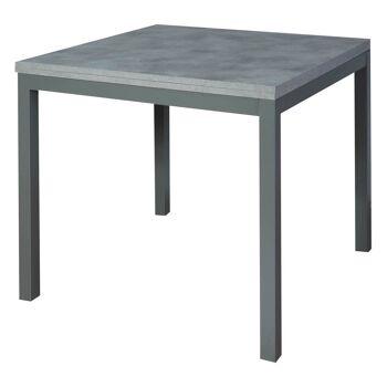 Table extensible Dmora AlcaladelR, Table à manger extensible, Console polyvalente avec rallonges en métal et plateau en stratifié, Cm 90x90h76, Ciment 2